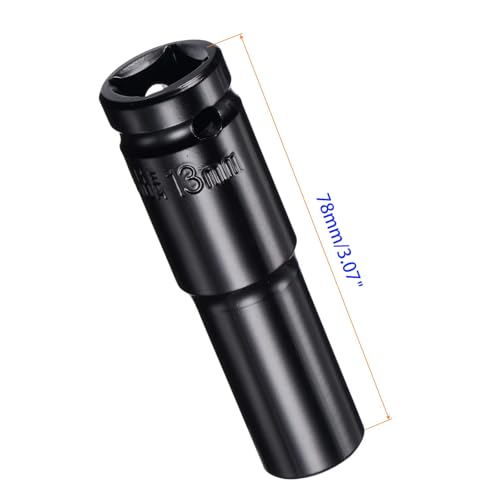 MACHSWON 1/2 Inch Drive - 13mm Deep Impact Socket with 6 Point Design, Heat-Treated Cr-V Steel 78mm Length, Metric Sizes - Image 2