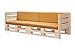 SUENOSZZZ-ESPECIALISTAS DEL DESCANSO 2 Sofas PALETS Madera para Jardin sin Barniz con colchonetas de Polipiel Color Mostaza. Palets Europeos con Respaldo y Asiento