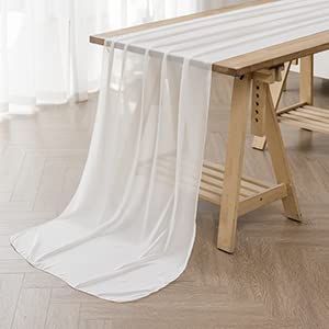 12pack 9ft chiffon table runner 14x108 inch sheer romantic table runner for wedding birthday party bridal shower outdoor decoration-ivory