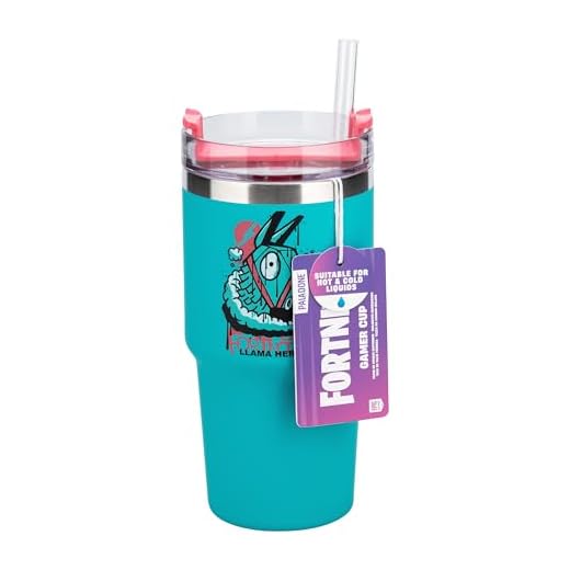 Paladone Fortnite 600 ml blau isolierte Gamer-Tasse und Strohhalm, offiziell lizenzierte Wasserflasche für heiße und kalte Getränke, Tee, Kaffee