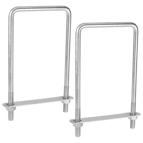 MroMax 2Pcs Square U-Bolts 4 Inch Inner Width, M10 x 100 x 200mm 304 Stainless Steel U-Bolts with Frame Plates and Nuts, 7.87 Inch Length, for Automobiles Trailer, Ski Boat, Sailboat and Trailer