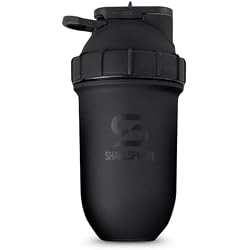 SHAKESPHERE Stainless Steel Shaker Bottle - 24oz Insulated Protein Shaker Bottle for Hot & Cold Drinks - Ideal for Shakes & Smoothies, Leak-Proof, BPA-Free, No Mixer Ball Needed, Matte-Black