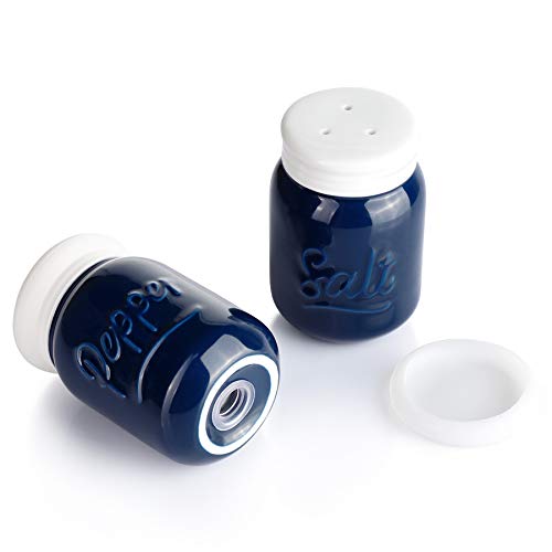 Sweese 812103 Porcelain Salt Pepper Shaker Farmhouse Table Decor 4 ounce each Navy