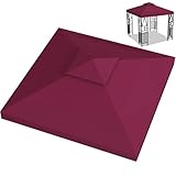 Gazebo Canopy Replacement Outdoor Grill Shelter Canopy Top, Double Tiered BBQ Tent Cover, 10x10 FT (Red)