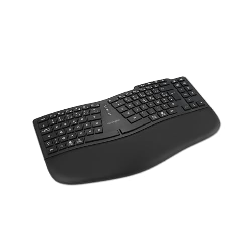 Kensington KM270 EQ Set clavier sans fil rechargeable et souris silencieuse ambidextre pour PC, 2.4GHz & BT 5.0, résistant aux éclaboussures, AZERTY ISO - Noir K75560FR