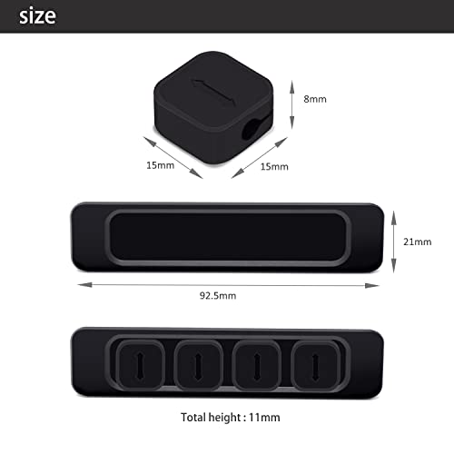 OYE 4 piezas Clips Magnéticos para Organizador de Cables, Clips para cables de hasta 4mm, color negro miniatura 6