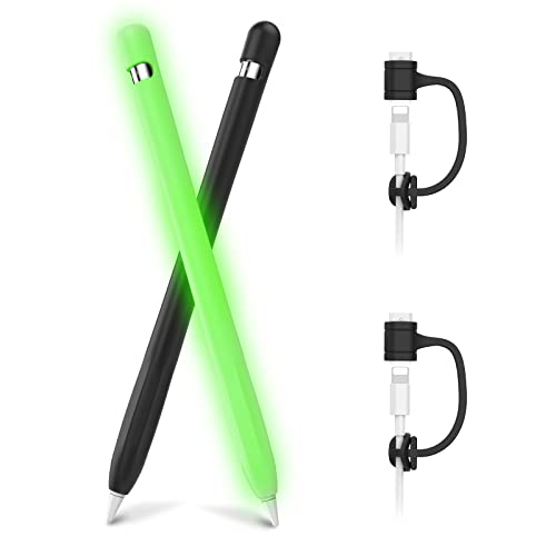 AhaStyle Anti-Slip Case Sleeve Silicone Protective Skin [ Added Cable Adapter Tether Kit] Compatible with Apple Pencil 1st Generation