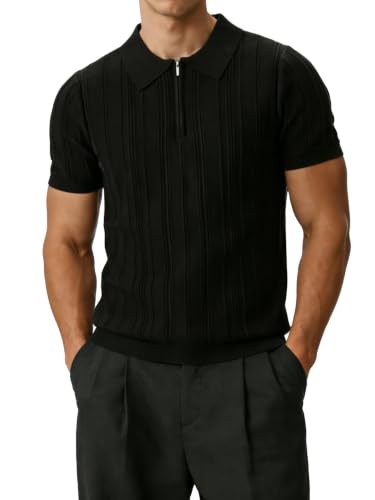 Camisetas Polo para hombre de manga corta, con cierre parcial, tejido acanalado, ligeras, ideales para verano y golf miniatura 1