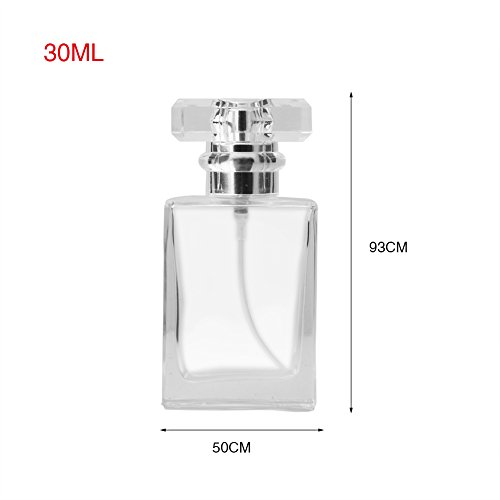 Enslz Flacon de parfum vide portable en verre transparent de 30 ml avec étui en aluminium pour voyage (transparent) - Image 3