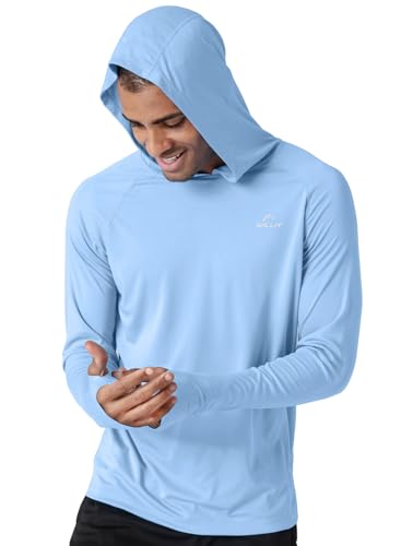 Image of Willit Men's UPF 50+ Sun Protection Hoodie Lightweight Long Sleeve Fishing Shirt Loose Fit Swim Rash Guard, Blue, Medium