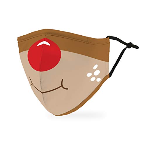 Weddingstar 3-Ply Adult Winter Washable Cloth Face Mask Reusable and Adjustable with Filter Pocket – Rudolph