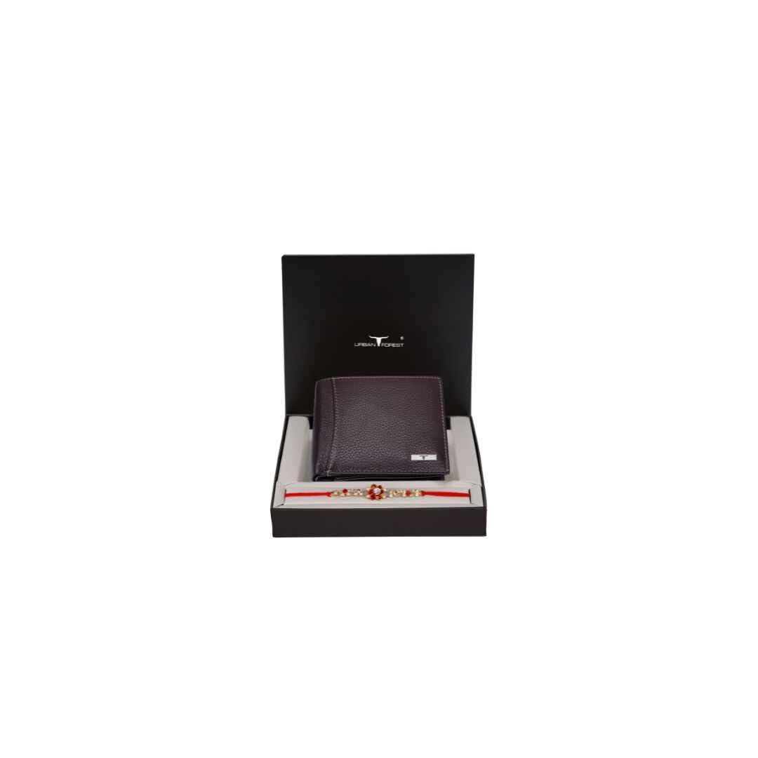 Rakhi Gift Hamper for Brother - Classic Dark Brown Men's Leather Wallet and Rakhi Combo Gift Set for Brother - 4521-image-14