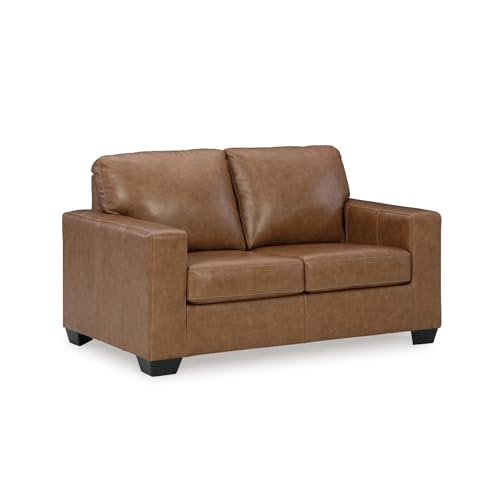 Image of Signature Design by Ashley Bolsena Contemporary Leather Match Loveseat, Dark Brown