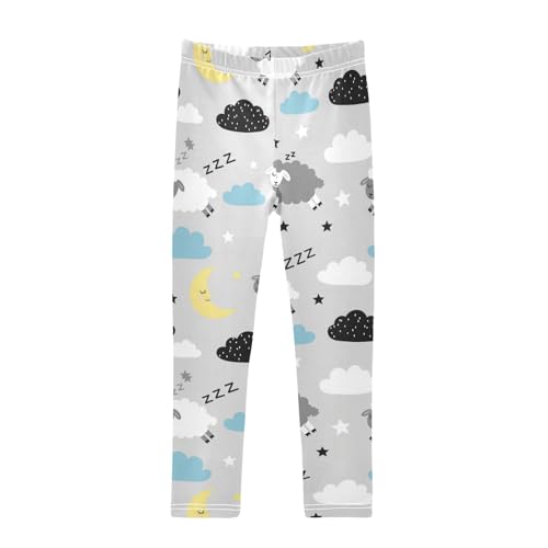 J JOYSAY Cartoon Goat Cloud Moon Girls Leggings Soft Comfortable Fashion Kids Girls Pants Size 4-10T