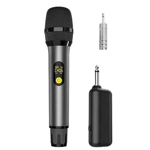 Oulou ワイヤレスマイク 充電式ダイナミックマイク UHF マイクロフォン カラオケ 12チャンネル 無線マイク3.5mm/6.35mm レシーバー付き 50メートル伝送範囲 10時間使用可能 合金製 耐久性 技適認証済 会議、スピーチ、公演、パーティー、学校運動会などに適用 1本セット 日本語説明書付き