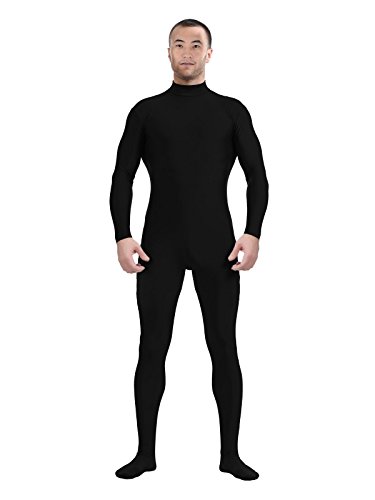 Aniler Mens and Womens Spandex Zentai Costume Bodysuit Stretch Halloween Unitard Party Cosplay Body Suit (Medium Black)