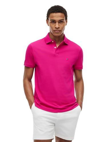 Image of Tommy Hilfiger Men's Short Sleeve Polo Shirts in Regular Fit With Stretch and Organic Pique Cotton