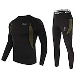 Thermal Underwear Set Winter Hunting Gear Sport Long Johns Base Layer Bottom Top Midweight Black L