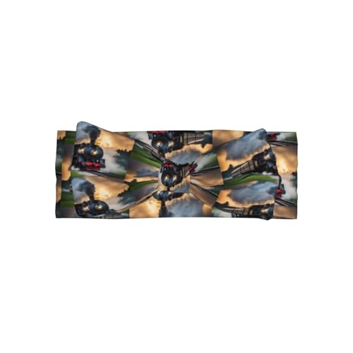 Steam Train Pattern Baby Bow Headband Super Stretchy Soft Bows Hair Accessories for Newborn Infants Toddlers Kids Girls