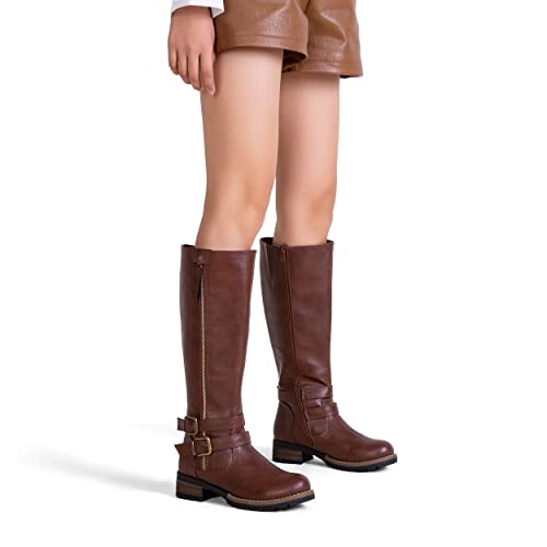 Jeossy Knee High Boots for Women, Classic Tall Riding Boots Low Heel with Inside Zipper Works and Outside Zip Decorative2