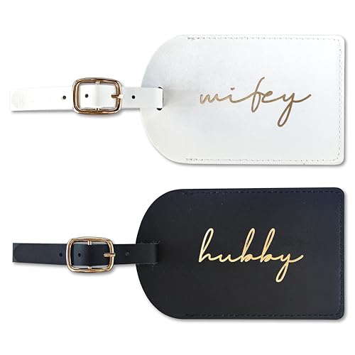 Hubby and Wifey Luggage Tags, Bridal Shower Gift, Honeymoon Travel Essentials,Engagement Gift for Couples