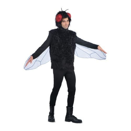 My Other Me - Disfraz unisex adulto de Mosca negro con gorro y top con alas talla L. Perfecto para destacar con un toque divertido en Carnaval o fiestas temáticas