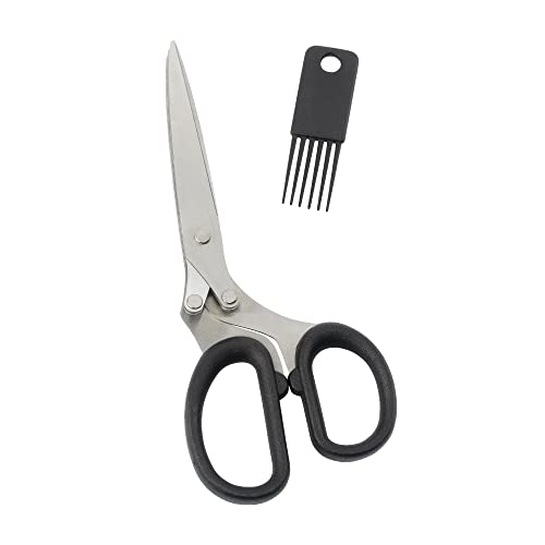 Ideen mit Herz Tijeras de flecos con 5 cuchillas | acero inoxidable | 19 cm x 8 cm | Incluye peine de limpieza | Tijeras para manualidades y hierbas