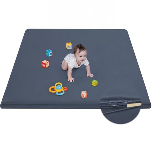 Image of Waterproof Baby Play Mat for Floor Memory Foam 71 * 79 Cushion Playpen Playmat Tummy Time Crawling Mat Nursery Rug Thick Pad Create Soft & Safe Area for Infants,Toddler,Kids,Navy