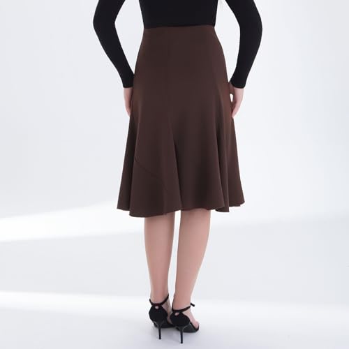Women's High Waisted Skirts Business Casual Dress Office Work A Line Dress Trendy Patchwork Stretchy Pleated Skirt4