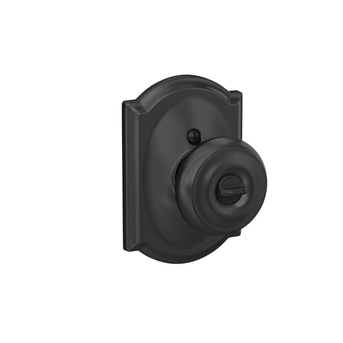 Image of SCHLAGE F51A GEO 622 CAM Georgian Knob with Camelot Trim Keyed Entry Lock, Matte Black
