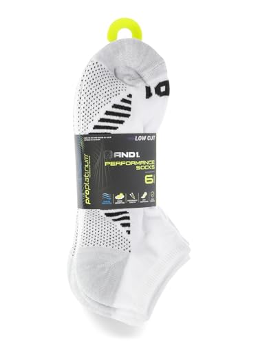 AND-1 Men's Pro Platinum Low Cut Socks, 6-Pack Mens Shoe Size 6-12