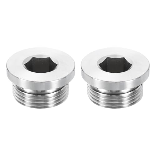 Tapón G1 acero inoxidable 304 cabeza hexagonal macho con junta para tuberías pack de 2 2