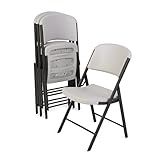 LIFETIME 42803 Commercial Grade Folding Chairs, 4 Pack, Almond