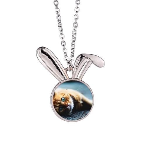Collier lapin et photo de chat à œil bleu, le bijou à porter au quotidien