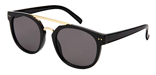 Edge I-Wear Vintage Round Horn Rim Sunglass Women Oval Sunglasses for Men 53110-FLSD-1(BLK.sd) - Main Image