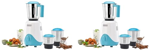 Image of USHA Rapidmix 500-Watt Copper Motor Mixer Grinder With 3 Jars And 2 Years Product Warranty & 5 Years Motor Warranty (Sea Green /White), 500 Watt (Pack of 2)