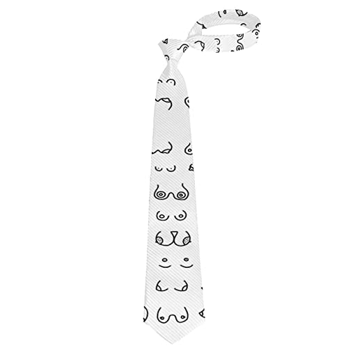 Floral Print Necktie, Casual Fashion Tie, Dress Decor Tie For Boy, Great For Weddings, Groom, Groomsmen, Dances Compatible with Woman Breast Set Funny Boobs