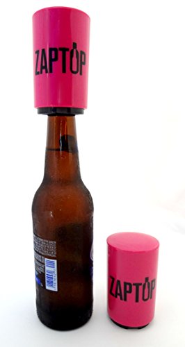 Zaptop Beer Bottle Opener Magnetic Bottle Opener With Cap Catcher - Automatic Bottle Cap Opener - Pop Top Push Down Beer Opener - No Bend Or Damage To Caps - Opens Bottles Instantly - Pink #TOP2