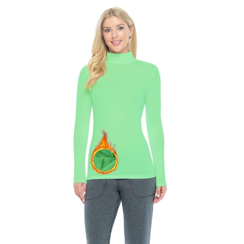M&M SCRUBS Women's Long Sleeve Turtle-Neck T-Shirt Under Scrub (Light Green, Medium)