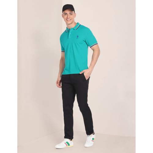 Image of U.S. Polo ASSN. Solid Slim Fit Polo T Shirts for Men - 100% Cotton, Half Sleeves Mens Tshirt