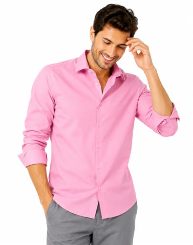 Image of Youth First Men's Cotton Blend Casual Shirt for Men | Regular Fit Solid Full Sleeve | Soft Comfortable Button-Down Collared Shirt for Office, Casual, Party & Formal Wear