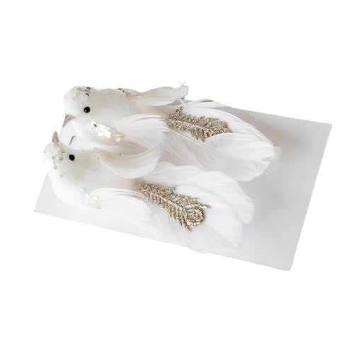 Qsvbeeqj Confezione da 2 uccellini decorativi piumati da appendere per albero di Natale
