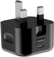 KP TECHNOLOGY 20W Dual Port Fast Charger Plug for Nokia 110 4G 2nd Edition/Nokia 105 4G 2nd Edition (Dual Port Plug) Multi Port USB A (QC) + USB C (PD) Mains Charger Adapter (BLACK)