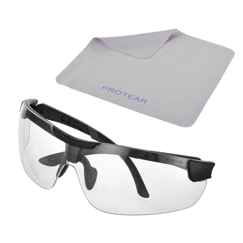 PROTEAR Anti-Fog Safety Glasses Clear Work Goggles for Men and Women ANSI Z87.1 Eye Protection For Shooting Sports Protective Eyewear Scratch Resistant Lens 99.9% UV Shielding (Black)