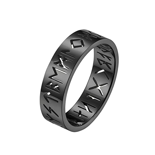 Grewod ステンレススチールリング、男性用6mmリング シルバー/ブラック/ゴールド/ローズゴールドバイキングジュエリー結婚指輪, 10, ステンレス鋼, 宝石なし