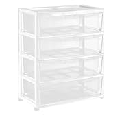 SIDSONS Jumbo Chest 4 Drawers Storage Unit, Plastic Drawers Home Office Closet Bedroom Dorm, Modular Storage Tower Cabinet Nursery School Storage Solution (White/Clear, 4 Drawers Jumbo)