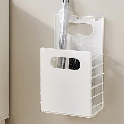 Folding Holder with Handle Wall Mount/Floor Standing Portable Organizer for 6 8 Umbrellas Space Saving Rack (White)