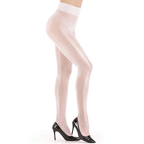 Image of Women's Super Sexy Shiny Sheer Control Top Footed Tights Silk Stockings Ultra Shimmery High Waist Pantyhose