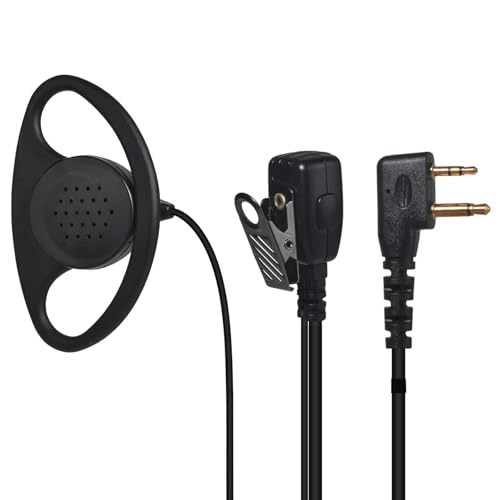 YNIBST Oreillette pour Talkie walkie en Forme de D, Casque avec Micro PTT, Compatible avec Midland 2 Broches, pour G6, G7 Pro, G9, G12, M24, M48, M99, GXT250,...