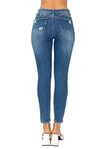 Wax Jean Women's Butt I Love You Push Up High Rise Skinny Denim Jeans with Rips3